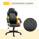 Sedia da Gaming Girevole Reclinabile in Similpelle Nero e Arancione