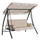 Dondolo Letto 3 Posti da Giardino 209x114x170 cm in Metallo e Poliestere Beige