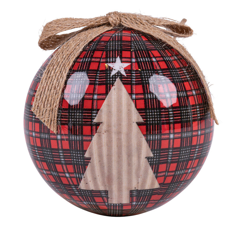 Set 14 Palle di Natale Ø7,5 cm in Polyfoam con Box Rosso, Beige e Oro