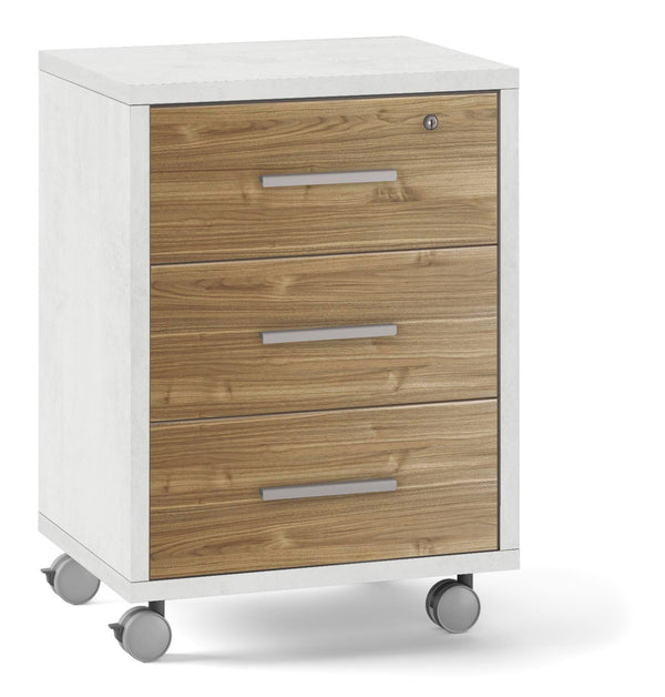 sconto Cassettiera 3 Cassetti con Ruote 51x71x41 cm Ossido Bianco/Noce Stelvio
