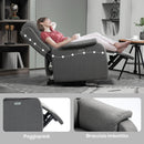 Poltrona Relax Reclinabile 150° con Poggiapiedi 77x91x106 cm in Tessuto Effetto Lino Grigio Scuro 