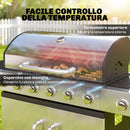 Barbecue a Gas 142x49x111 cm 6 Bruciatori e Fuoco Laterale in Acciaio Inox Nero e Argento      
