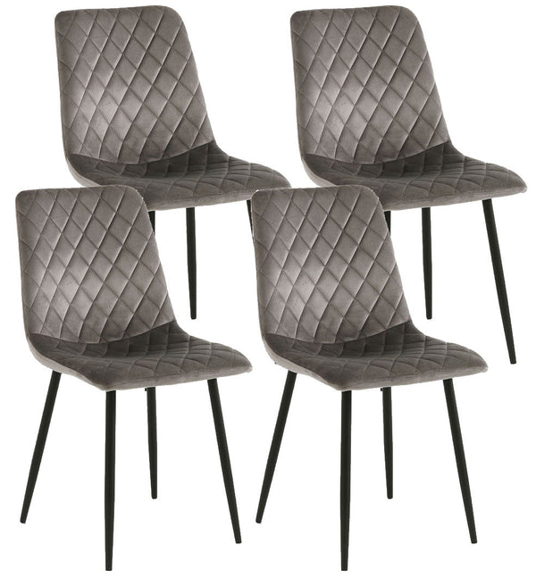 prezzo Set mit 4 Stühlen 44x50x88 cm in grauem Samt