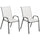 Set 2 Sedie da Giardino 54x71x93 cm Impilabili con Braccioli Curvi in Acciaio e Tessuto Traspirante Grigio Chiaro