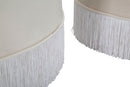 Puff Contenitore Lines New Coppia Crema Ø71x41-55x33 cm in Legno Spugna e Poliestere Crema