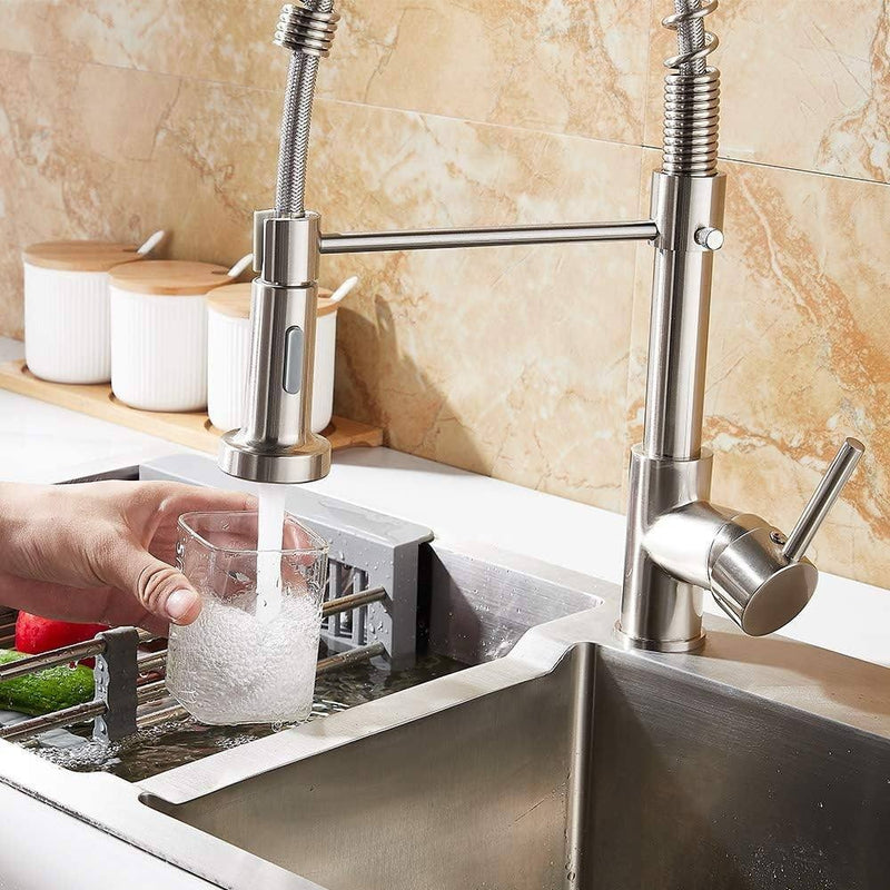 Rubinetto Cucina Miscelatore Monocomando Doccetta Estraibile a Molle in Ottone Anaconda Cromato