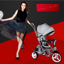 Triciclo per Bambini Passeggino Seggiolino Reversibile 6in1 Happy Kids Grigio