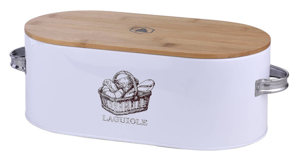 Brotbehälter aus verzinktem Stahl und Bambusdeckel sconto