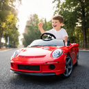 Macchina per Bambini 3-5 Anni con Licenza Ufficiale RUF GT Telecomando Cintura di Sicurezza e Musica Rosso      