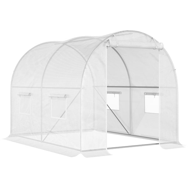 Serra a Tunnel 300x200x190 cm con 4 Finestrelle e Ingresso a Zip Acciaio Zincato e PE Bianco online