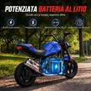 Moto da Cross Elettrica per Bambini 6-12 Anni 24 V 120x58x71,5 cm con Motore 180 W e Pneumatici in Gomma 30 cm Blu      