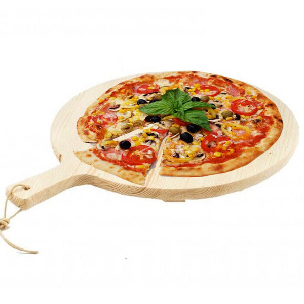 sconto Tagliere Per Pizza Rotondo 49 cm In Legno di Abete Con Manico Affettati Cucina