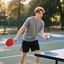 Set 4 Racchette Ping Pong con 8 Palline Base in Legno Ingegnerizzato con Borsa di Trasporto Nero e Rosso  