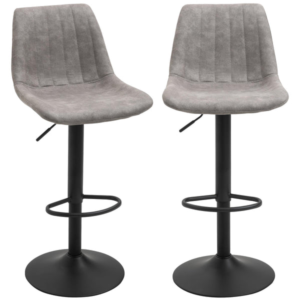 Set mit 2 Hockern mit Rückenlehne 43x46,5x89-110 cm in grauer Mikrofaser prezzo