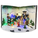 Villaggio Natalizio 31x19x21 cm Libro Grigio con Luci Suoni Movimento