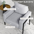 Poltrona Imbottita 82x70x83,5 cm in Poliestere Grigio Chiaro