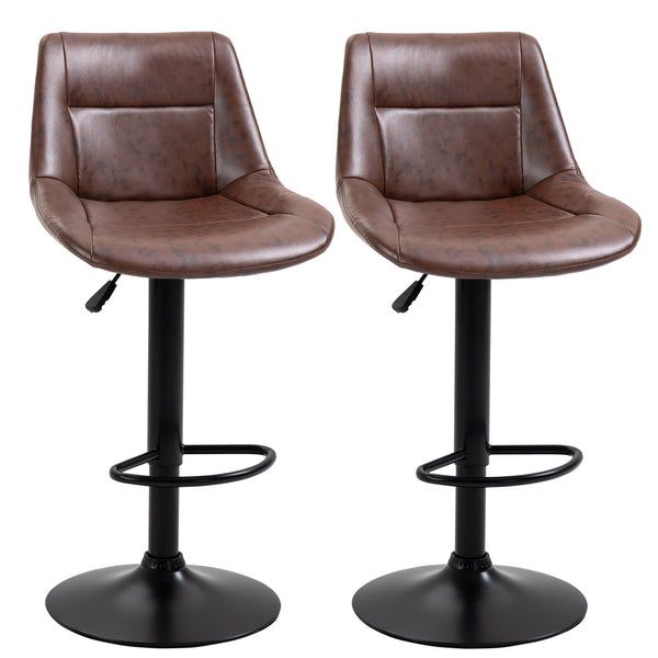 Set 2 Sgabelli da Bar Vintage 46,5x50x88-108 cm Seduta in Finta Pelle Marrone online
