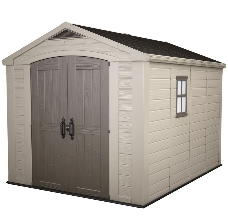 Casetta da Giardino con Mensole 256,5x331,5x243 cm Keter Factor 8x11 in Polipropilene Rinforzato Beige      