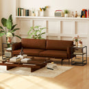 Set 2 Tavolini a 3 Livelli in Legno e Metallo con Piano in Vetro Temperato 37x40x55,5 cm Marrone  