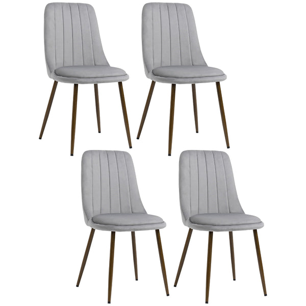 acquista Set 4 Sedie Imbottite 47x55x86 cm in Poliestere e Acciaio Grigio