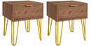 Set 2 Comodini 39,5x41x49 cm 1 Cassetto in Truciolato Marrone