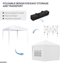 Gazebo Pieghevole 3x3m in Acciaio e tessuto Oxford Bianco