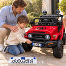Macchina Elettrica per Bambini Fuoristrada Toyota Fj Cruiser 12V Telecomando Ruote in Gomma e Sedile in Pelle Rosso