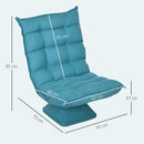 Poltrona Relax Girevole 62x70x95 cm con Schienale Regolabile in 5 Posizioni Effetto Velluto e Acciaio Blu      