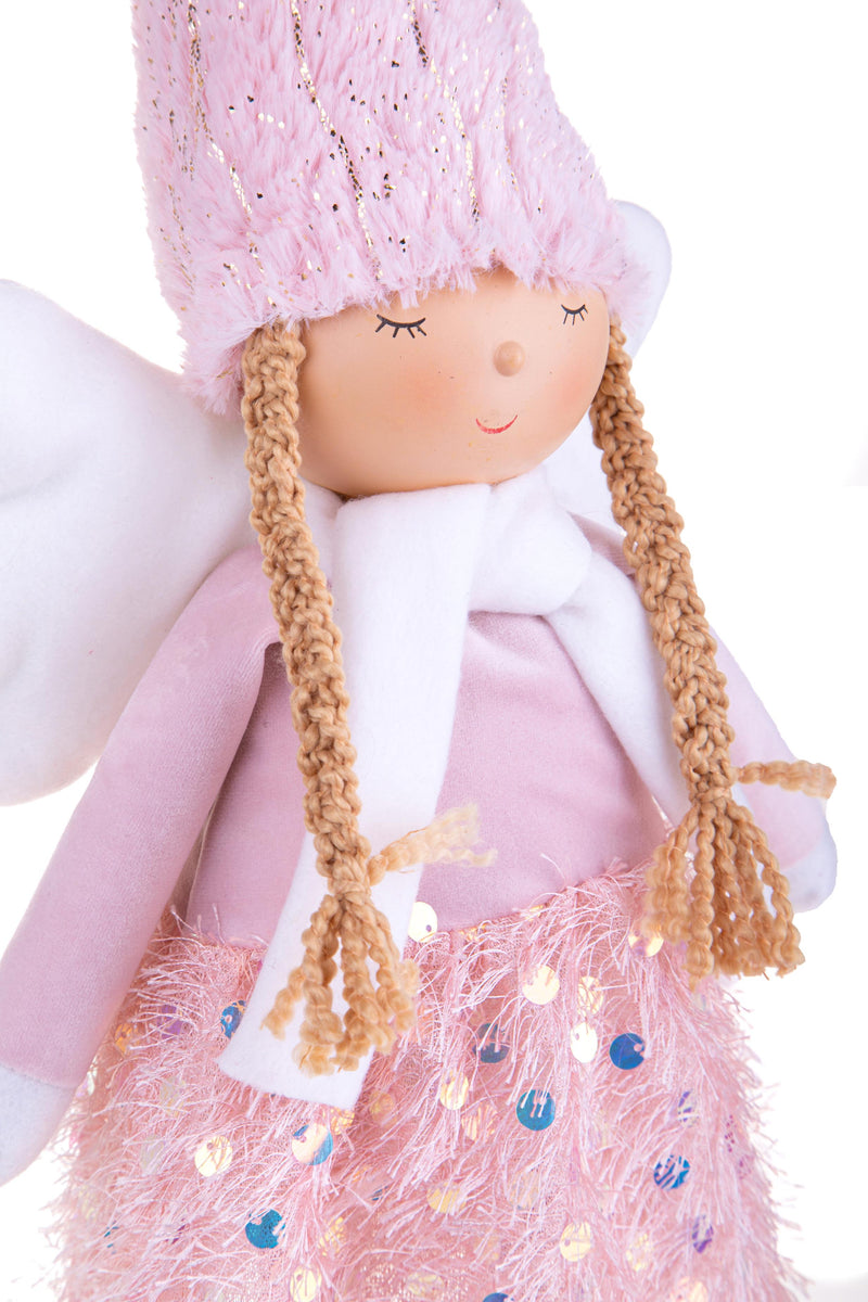 Angelo con Gonna H60 cm in Tessuto Rosa