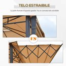 Gazebo da Giardino 3,25x3,25m con Telo Estraibile Marrone Chiaro
