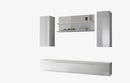 Parete Attrezzata Mobili Salotto 3 Mobili e Mensola Doppia 210x36x170cm TFT  Primo Bianco Lucido