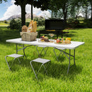 Tavolo da Giardino Pieghevole 180x74x74 cm con Maniglia in Acciaio e Plastica Bianco   