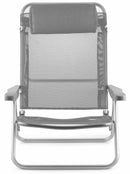 Sedia Mare Spiaggina Pieghevole con Cuscino in Alluminio Soriani Brasile Grigia