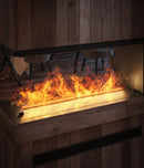 Camino a Vapore Elettrico Effetto Realistico 120x50x40 cm Invapo U1200 in Acciaio Verniciato Nero      
