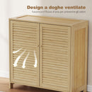 Scarpiera 80x35x80 cm con Ante a Persiana Capacità per 14 Paia in Bambù Finitura Naturale      