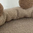 Albero Tiragraffi per Gatti 3 Livelli 48x40x88 cm Cuccia Rialzata in Juta e Peluche Bianco e Marrone