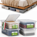 Set 4 Pezzi Contenitori con Coperchio 58x39x15 cm Storage Box Marea Capienza 20L in Plastica Trasparente      