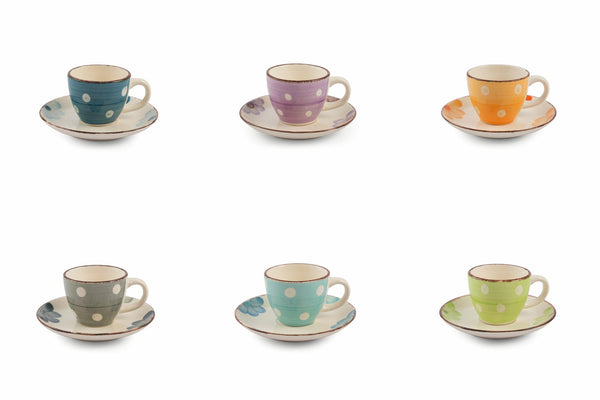 prezzo Set mit 6 Kaffeetassen und Untertassen aus Steinzeug 50 ml Villa d'Este Home Tivoli Margarita