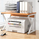 Scaffale da Scrivania Multiuso 2 Ripiani 54x35x35 cm per Stampante Ufficio in MDF Legno e Bianco