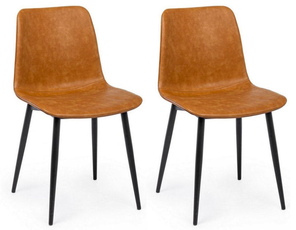 Set 2 Sedie 44x50x80h cm Kyra Pu Cuoio Vintage acquista