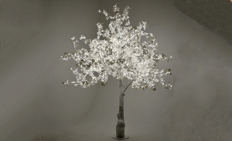 Albero di Natale Luminoso con 1112 Led Bianco Caldo 150xH250cm Acero Bianco
