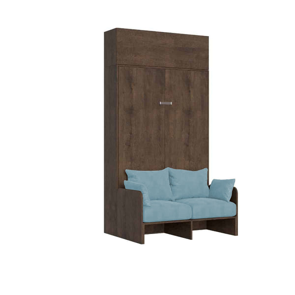 Letto Una Piazza E Mezzo A Scomparsa 120 Kentaro Con Divano E Pensile Noce e Azzurro prezzo