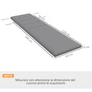 Cuscino per Sdraio e Lettino Prendisole  con Lacci di Fissaggio  in Tessuto Grigio Chiaro