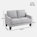 Divano 2 Posti 136x77x86 cm Salvaspazio in Tessuto Effetto Lino Grigio Chiaro   
