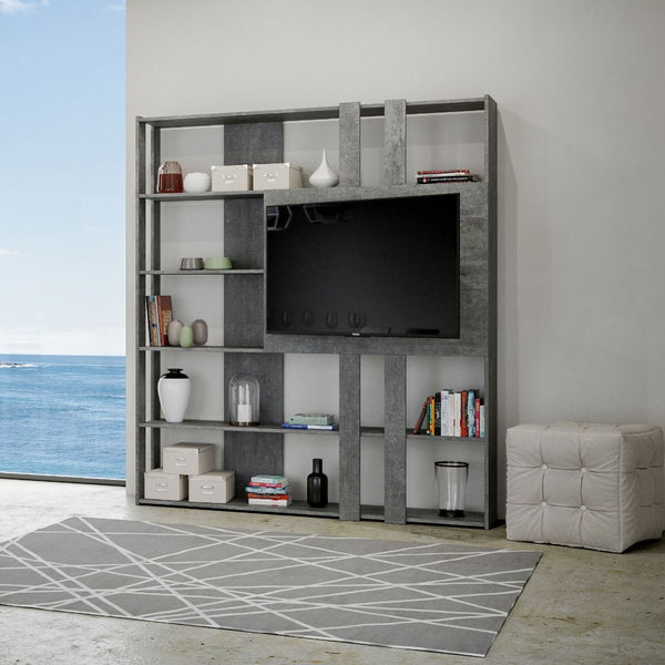 acquista Libreria Moderna 5 Ripiani con Pannello per TV 178x36x204 cm in nobilitato Grigio