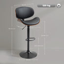 Set 2 Sgabelli da Bar con Schienale 53x52x92-112 cm in Legno e Finta Pelle Nero  