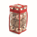Set 16 Palle di Natale Ø8 cm in Plastica con Borsa Rame