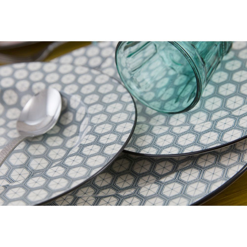 Servizio Piatti 18 Pezzi in Gres Villa d'Este Piper Geometry