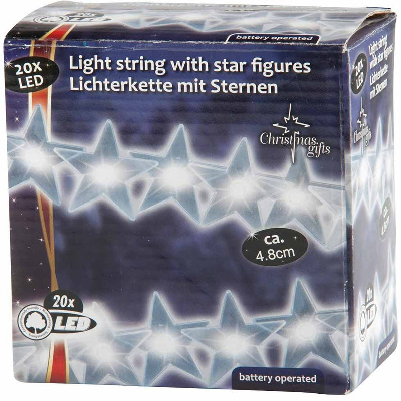 Luci di Natale 20 Led a Forma di Stelle  4,8m Alimentazione a Batteria