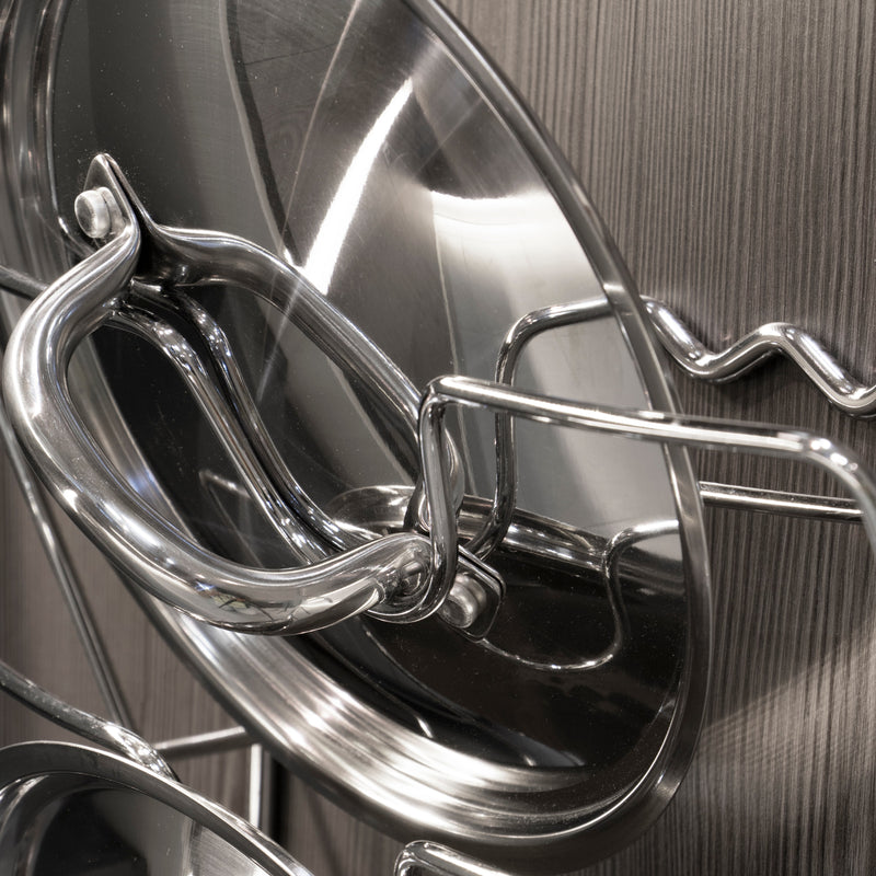 Supporto Supra per Appendere Coperchi Imballo 1 Pezzo Cromato Brillo Acciaio Emuca